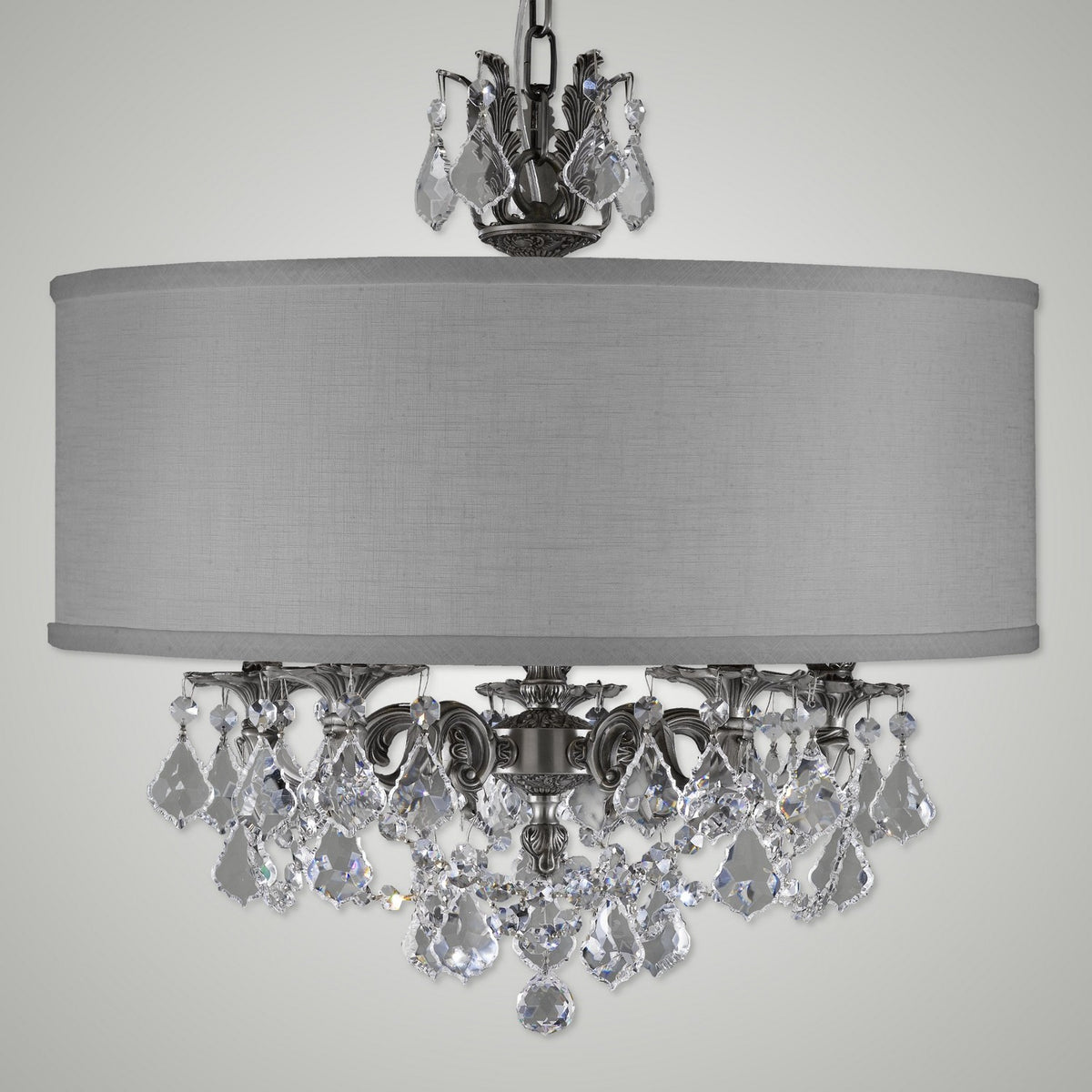 Llydia Shaded Brass and Crystal Chandelier