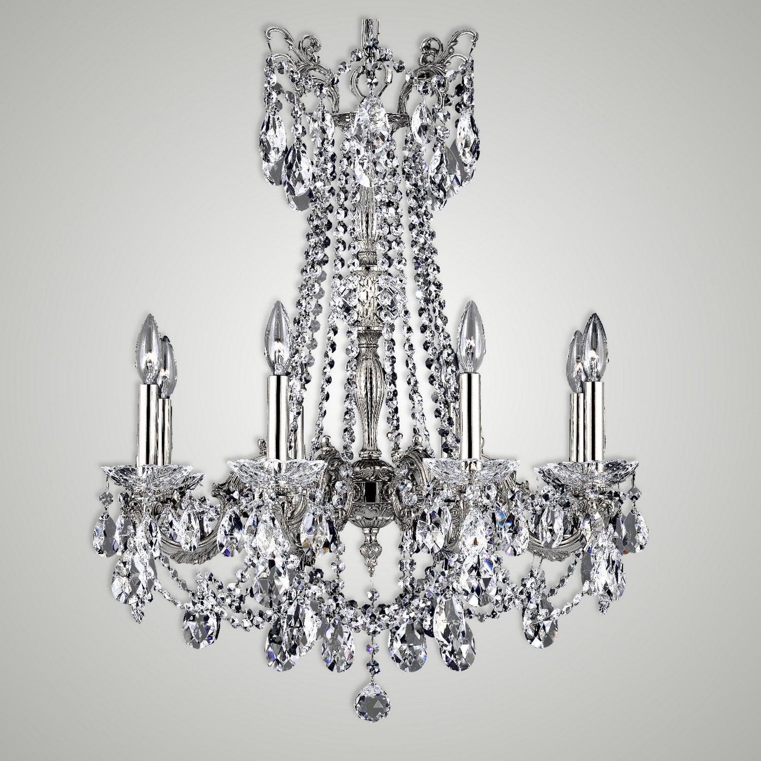 Crystella Brass and Crystal Chandelier