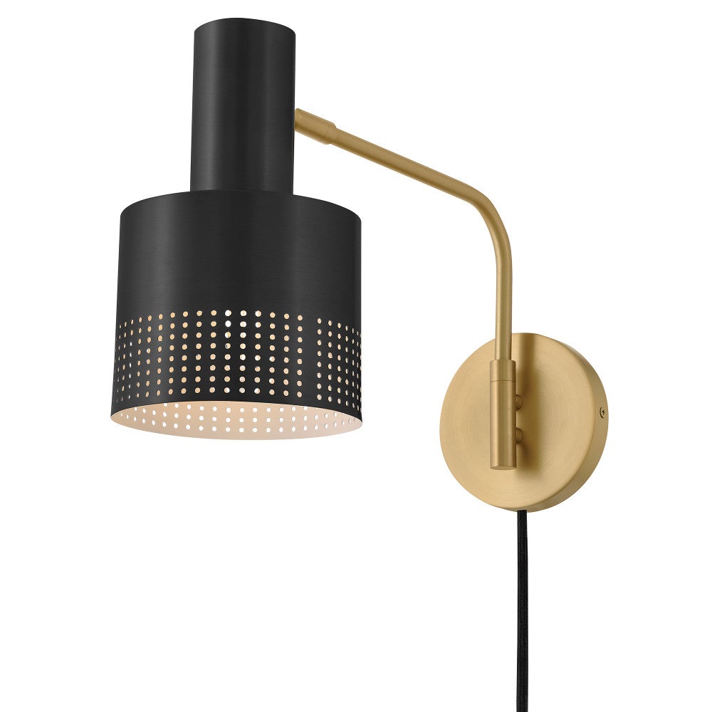 Applique murale articulée Lark 84620LCB-BK Casey en laiton laqué avec accents noirs et laiton laqué