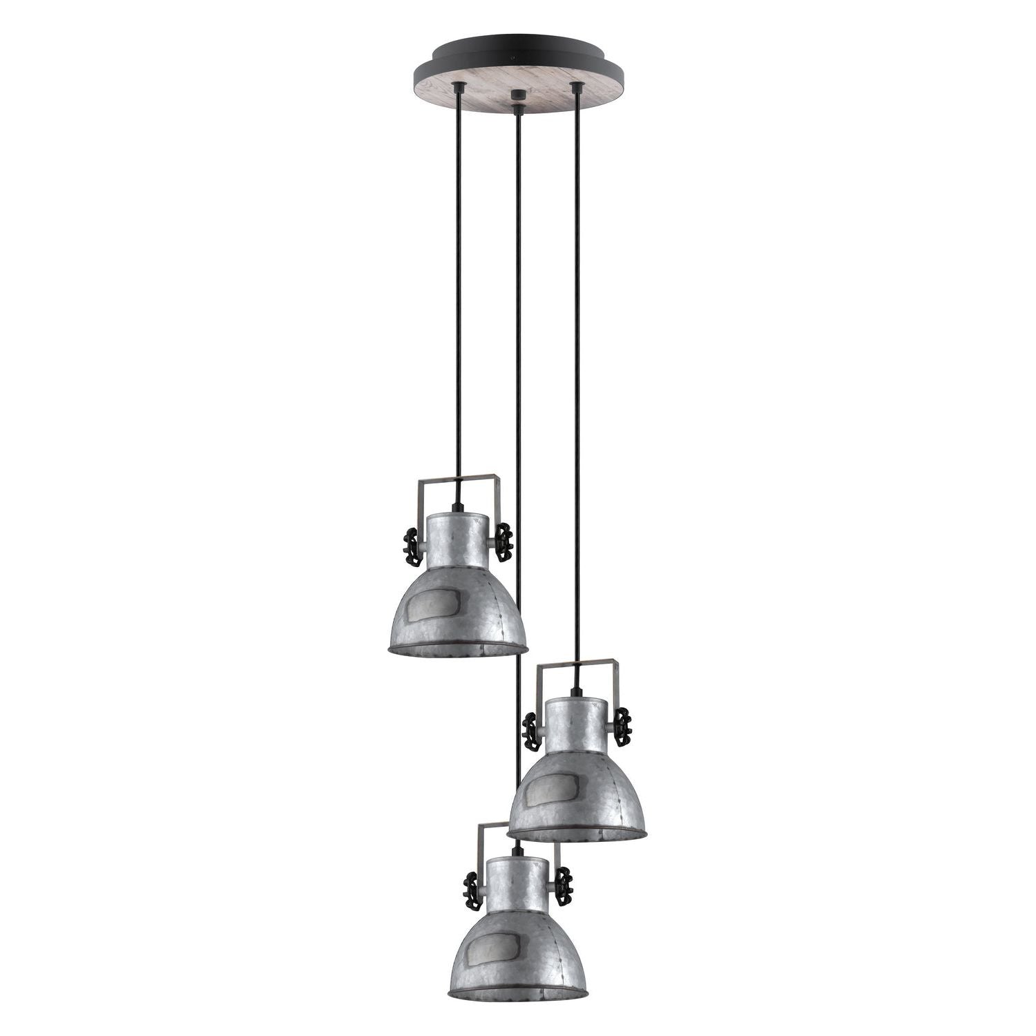 Eglo Canada - 49647A - Three Light Suspension - Barnstaple - Black & Bleached Wood