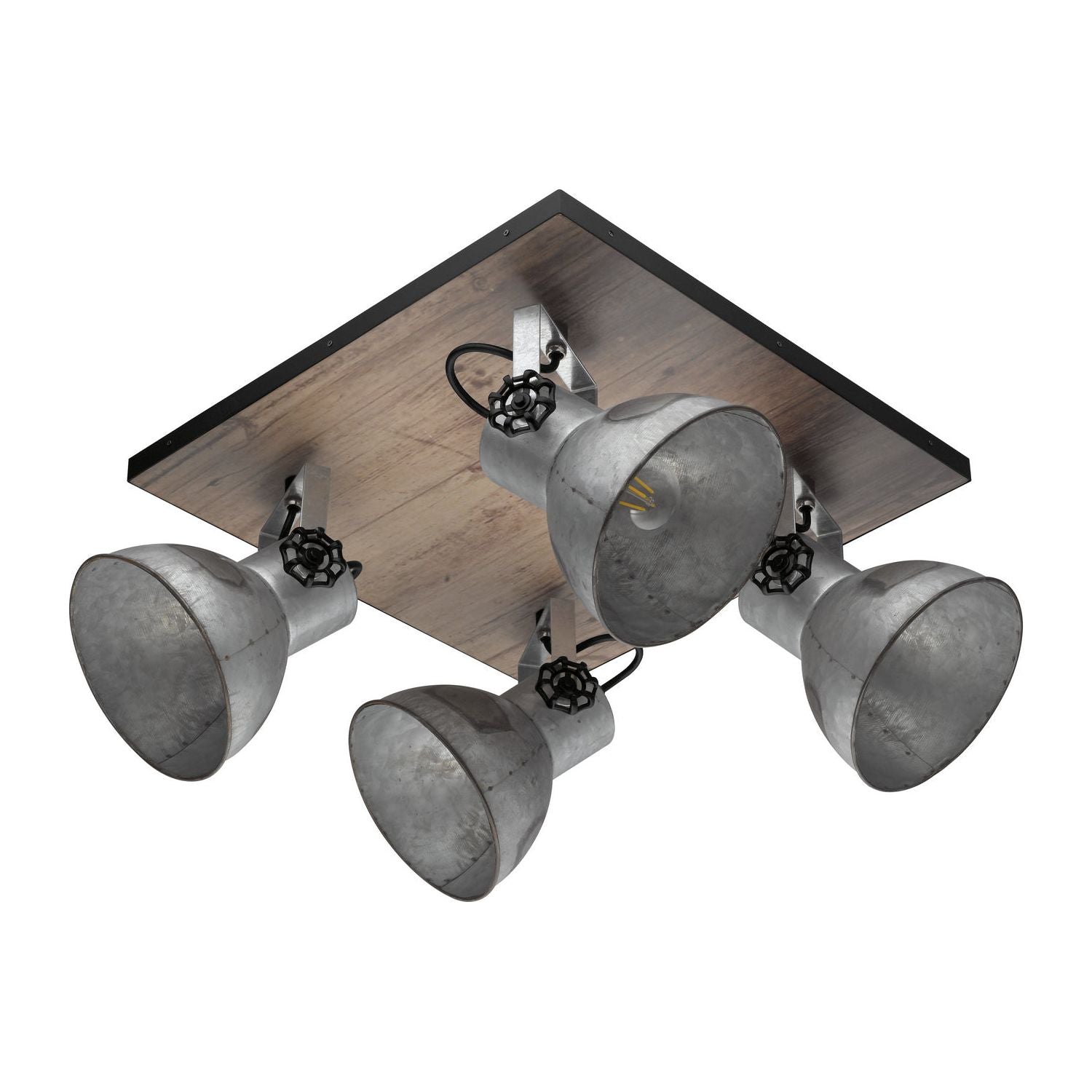 Eglo Canada - 49653A - Four Light Ceiling Mount - Barnstaple - Black & Bleached Wood