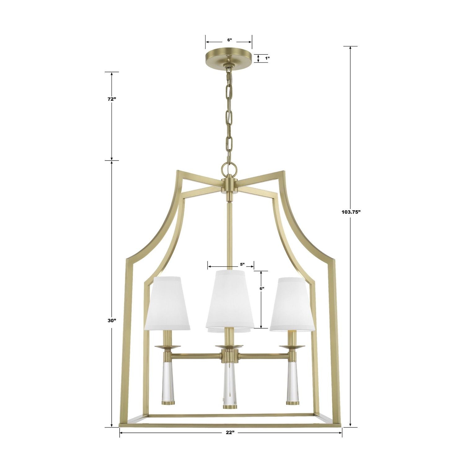 Crystorama - 8864-AG - Four Light Chandelier - Baxter - Aged Brass