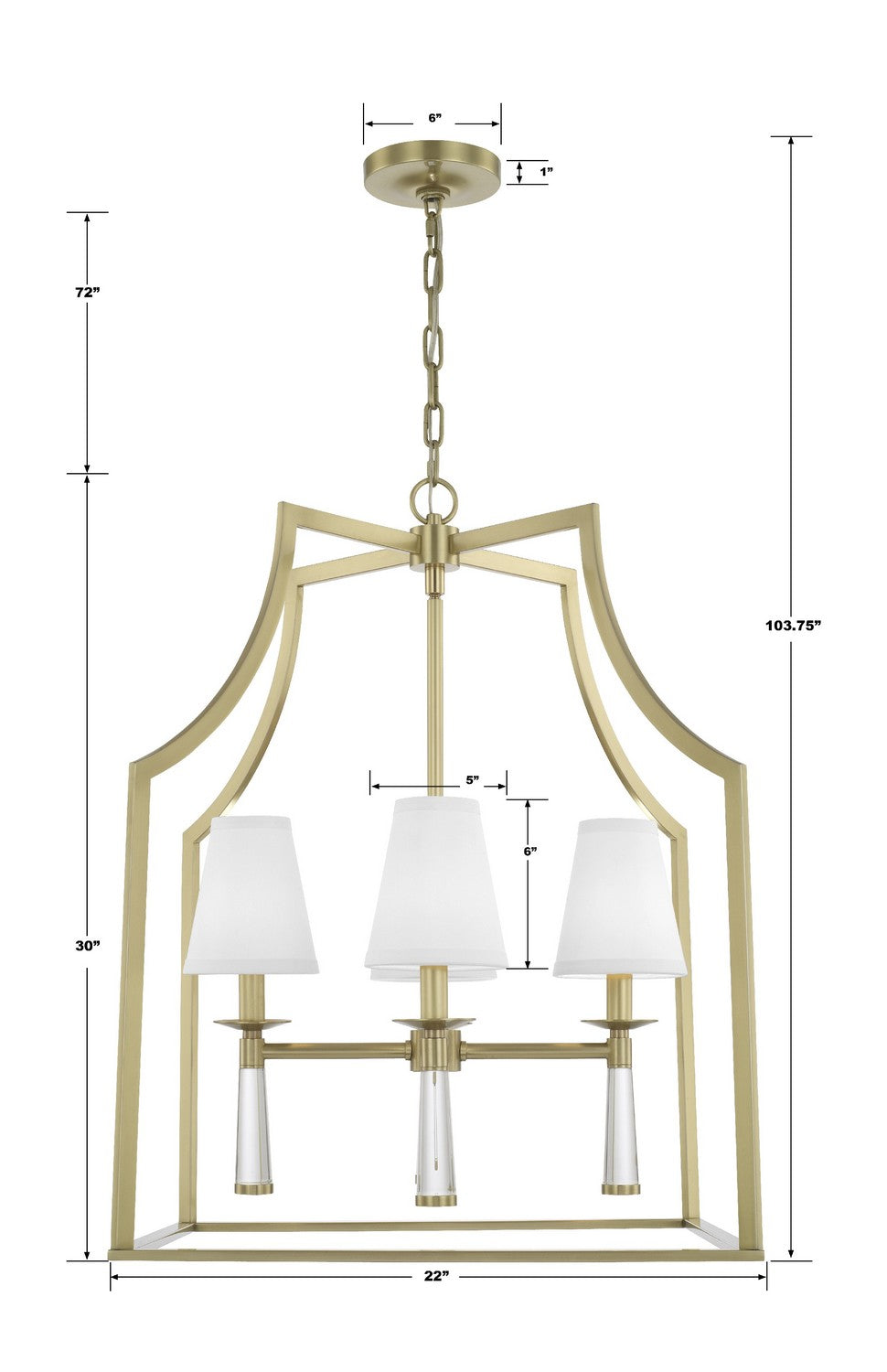 Crystorama - 8864-AG - Quatre lumières Suspendu - Baxter - Laiton vieilli