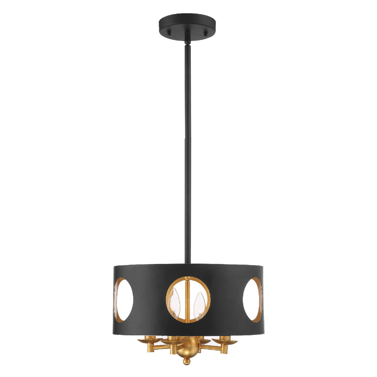 Crystorama - ODE-700-BK-GA - Four Light Pendant - Odelle - Black + Antique Gold