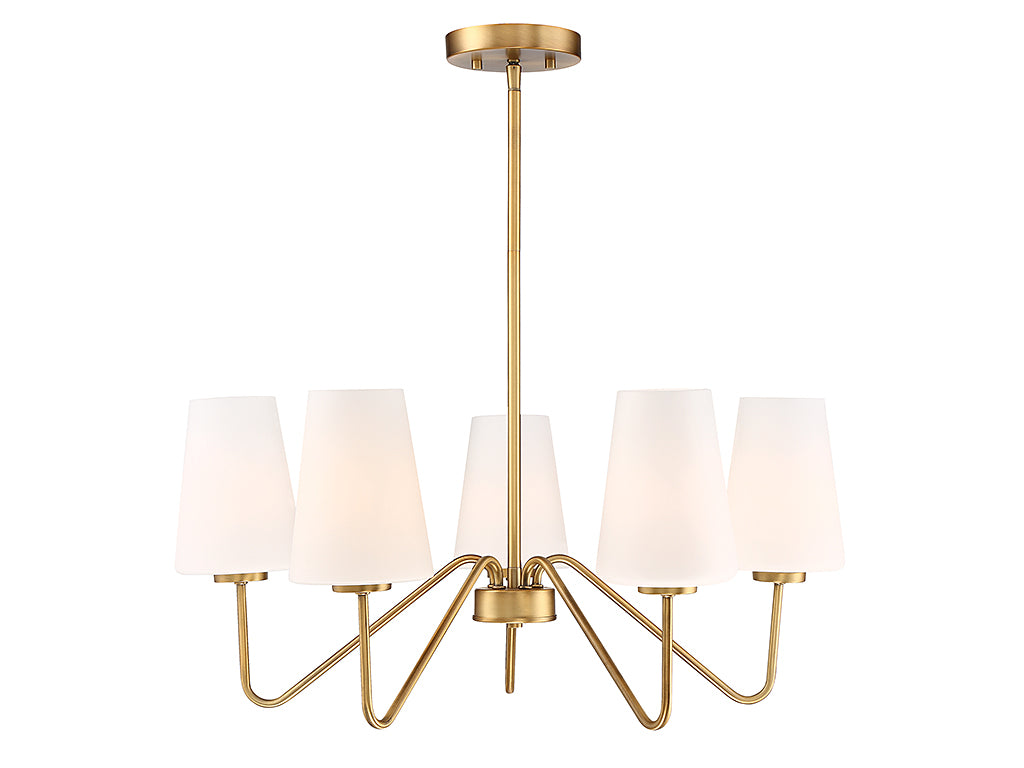 Meridian M10060NB Five Light Chandelier in Natural Brass