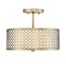 Meridian M60016NB Two Light Semi-Flush Mount in Natural Brass