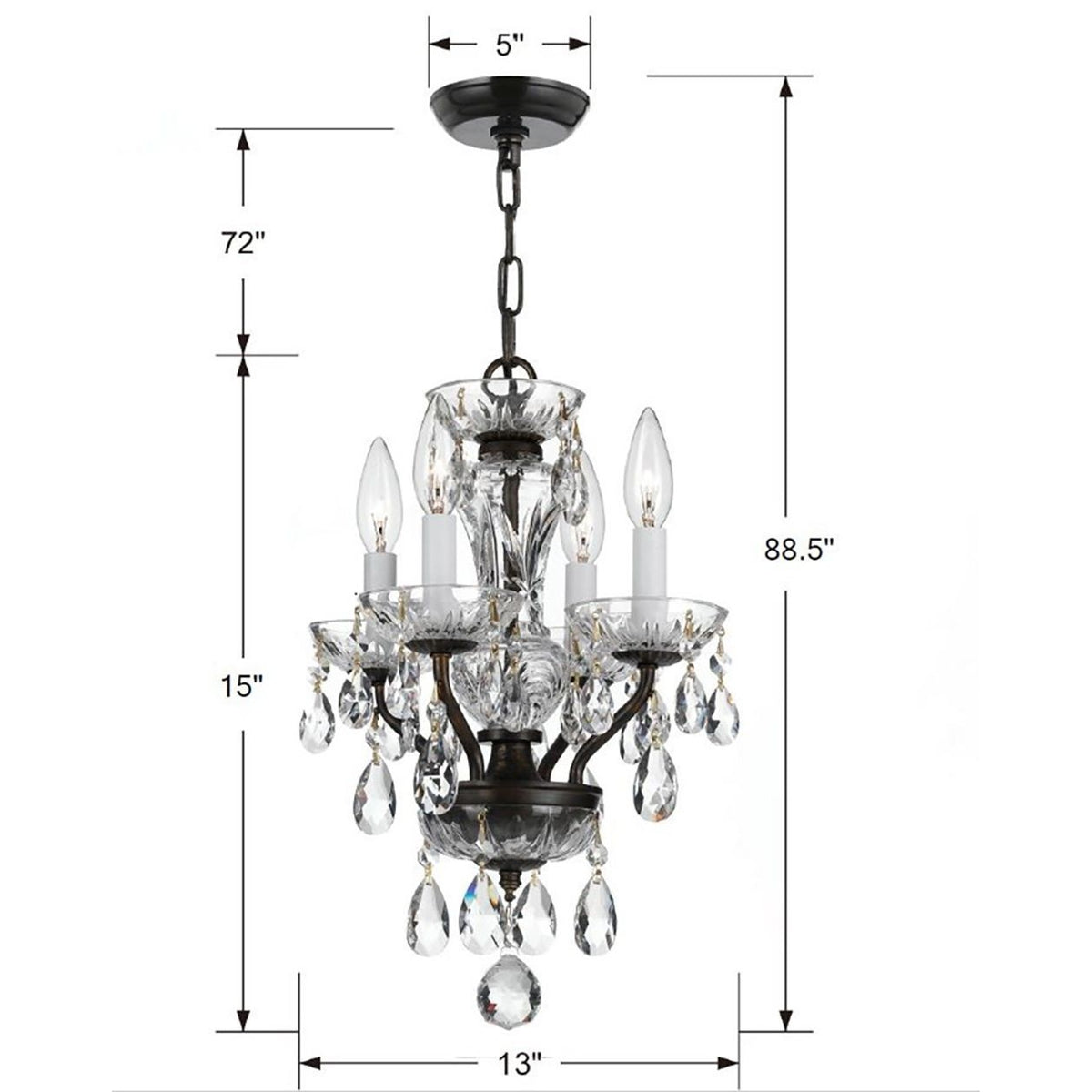Crystorama - 5534-EB-CL-SAQ - Four Light Chandelier - Welton - English Bronze
