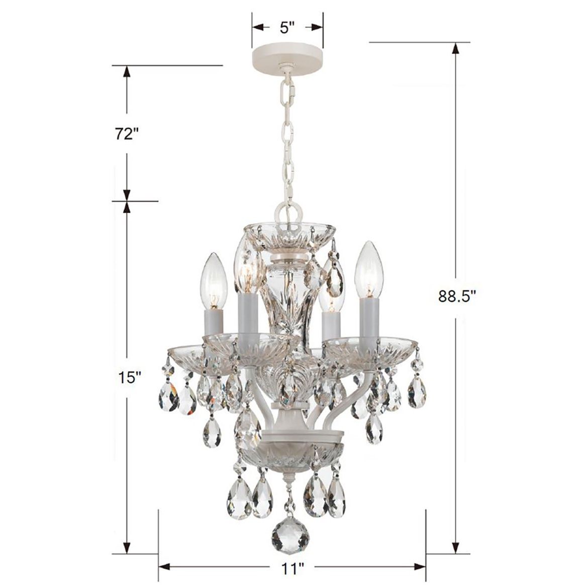 Crystorama - 5534-WW-CL-SAQ - Four Light Mini Chandelier - Welton - Wet White