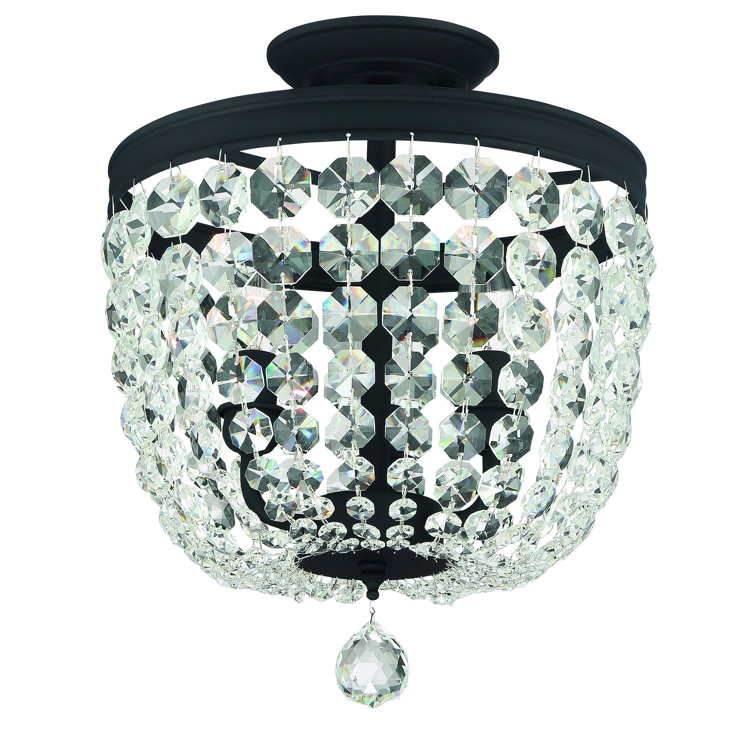 Crystorama - 783-BF-CL-MWP - Three Light Semi Flush Mount - Archer - Black Forged