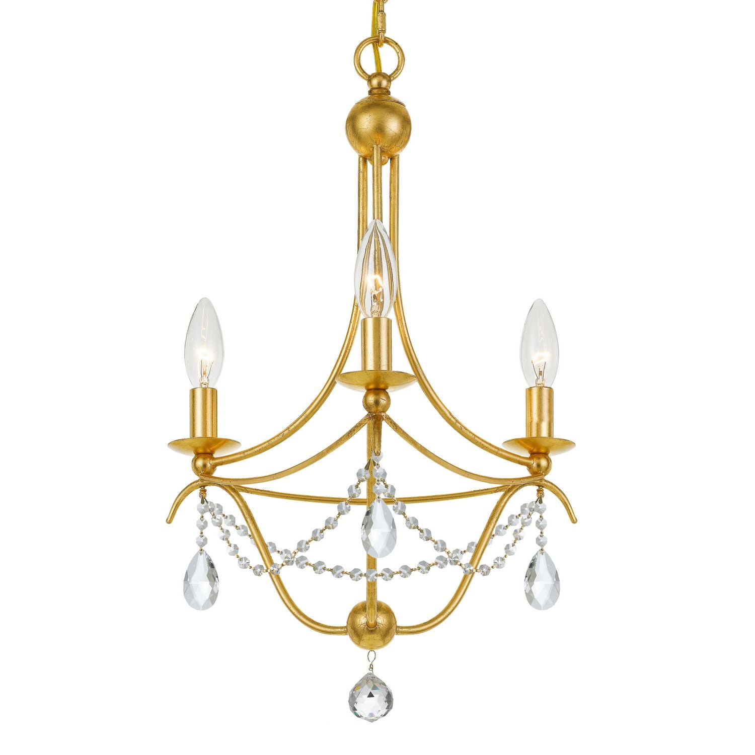 Crystorama - 413-GA-CL-MWP - Three Light Mini Chandelier - Metro - Antique Gold