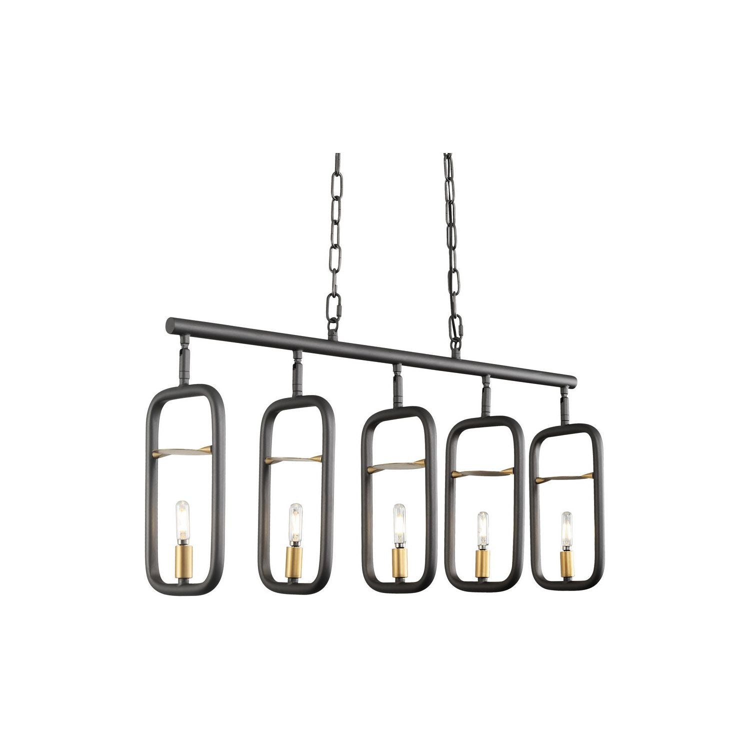 Varaluz - 327N05AGRB - Five Light Linear Pendant - Bar None - Aged Gold/Rustic Bronze