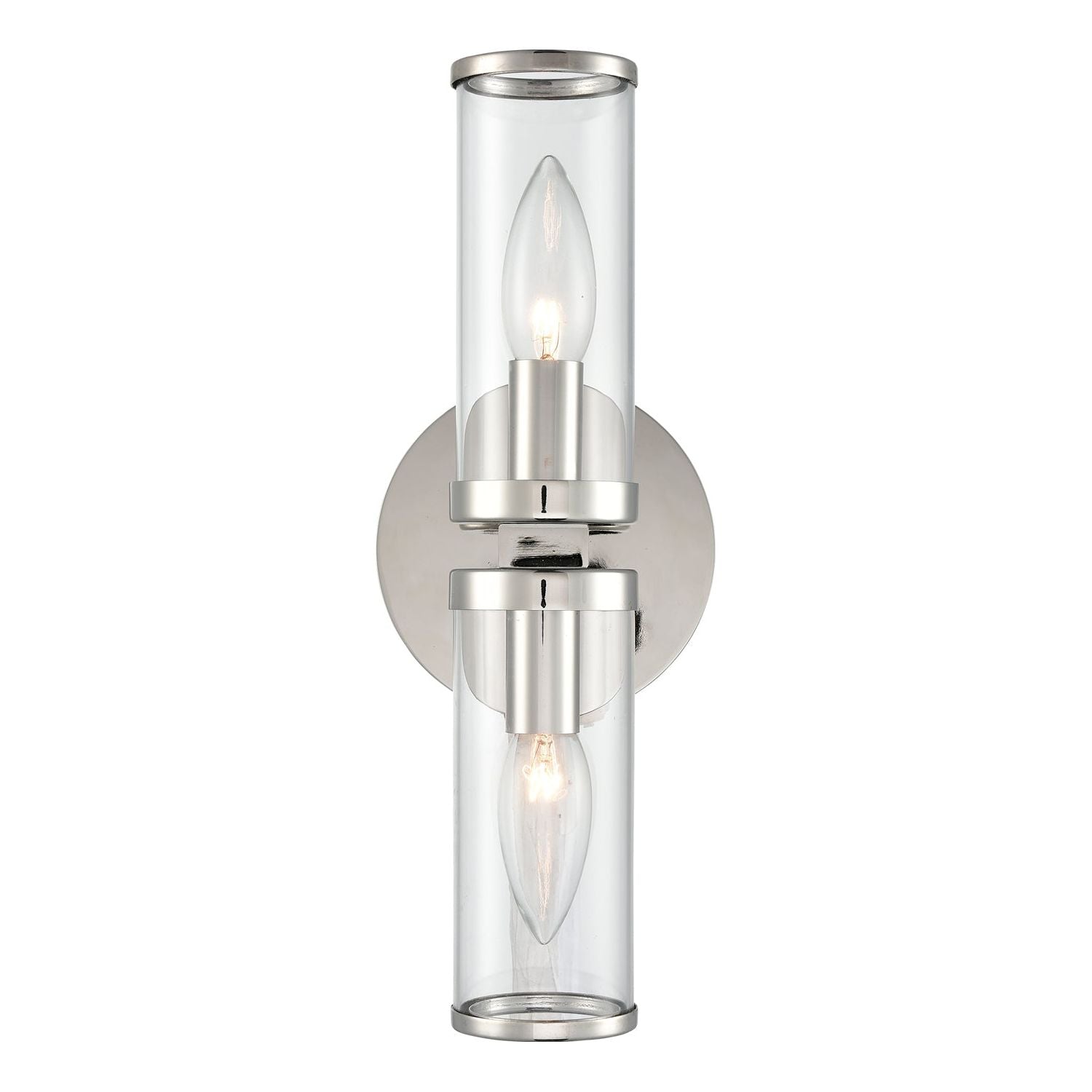 Alora Canada - WV309002NBCG - Two Light Wall Sconce - Revolve - Clear Glass/Natural Brass