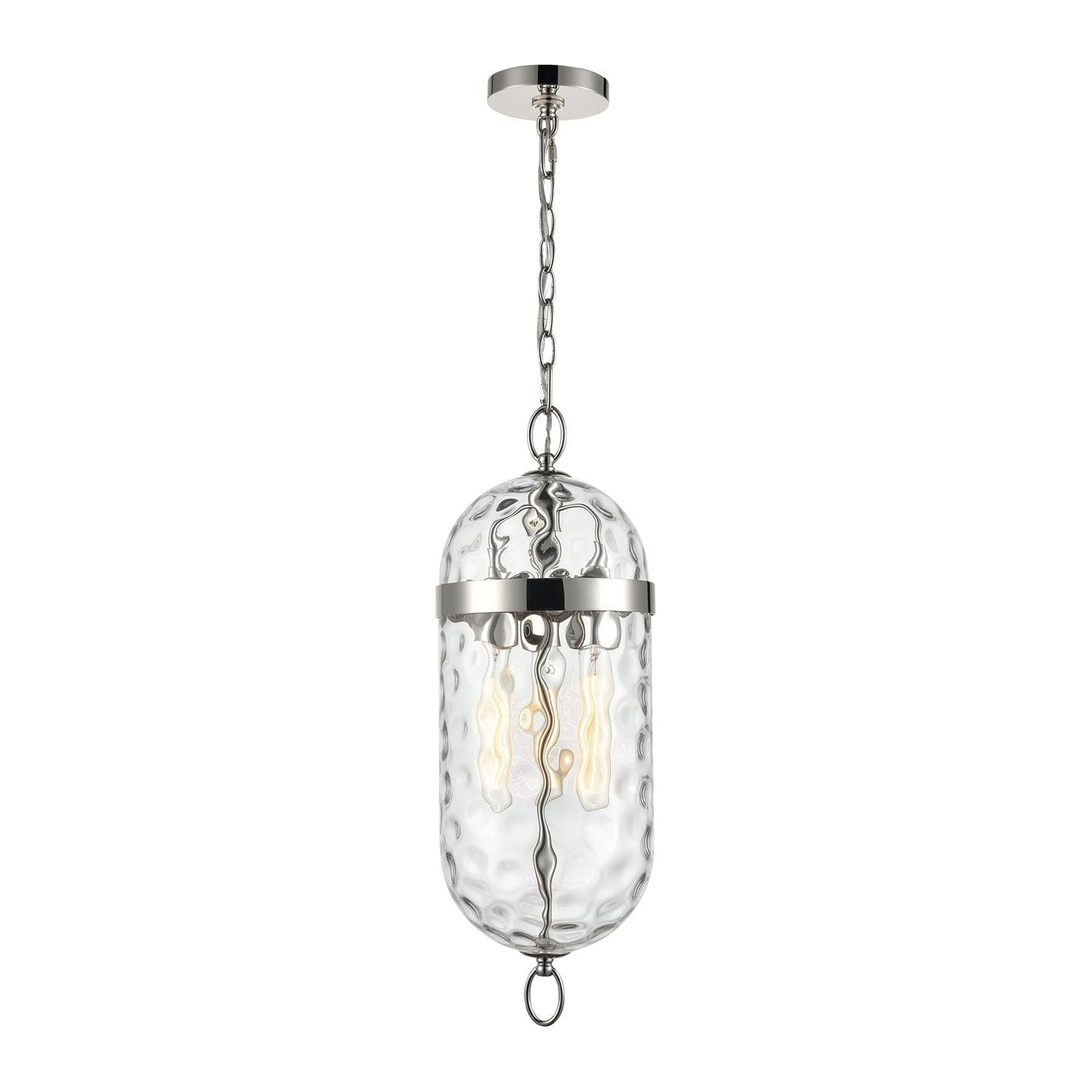 Alora Canada - PD310603PNWC - Three Light Pendant - Capsula - Clear Water Glass/Polished Nickel