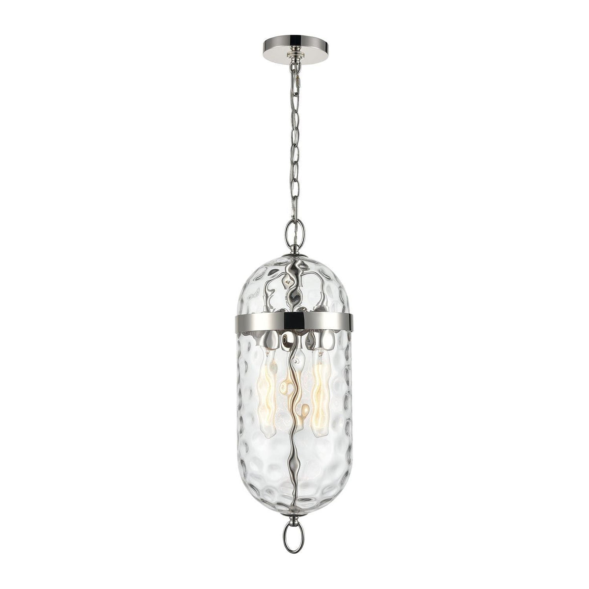 Alora Canada - PD310603PNWC - Three Light Pendant - Capsula - Clear Water Glass/Polished Nickel