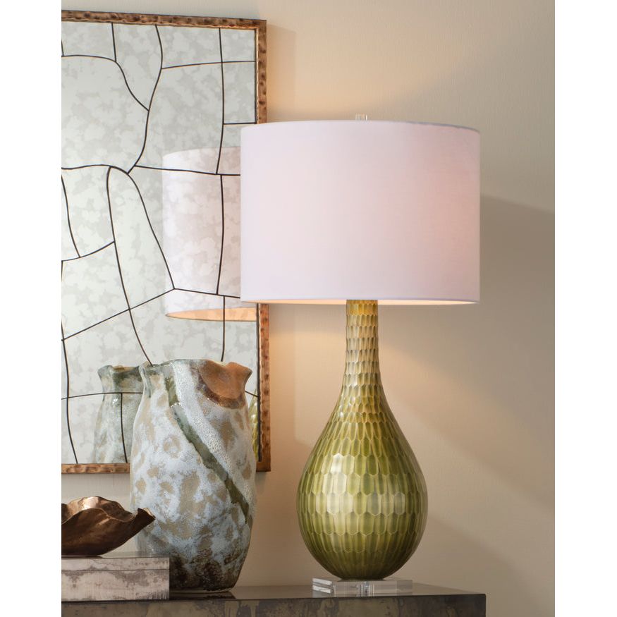 Serpentine Etched Glass Table Lamp