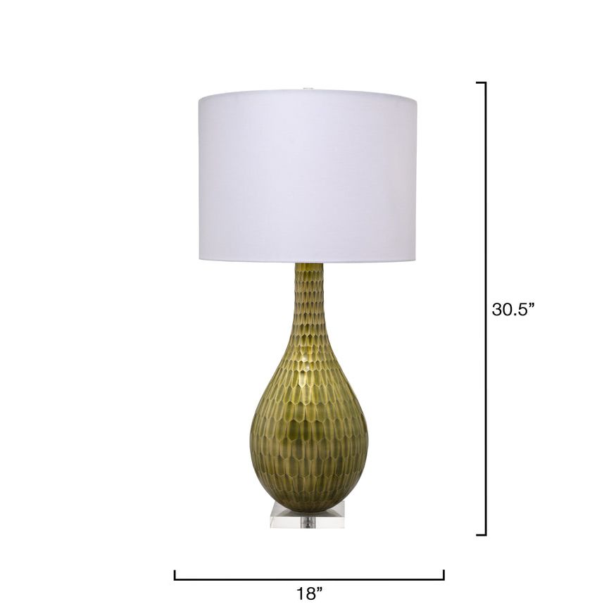Serpentine Etched Glass Table Lamp