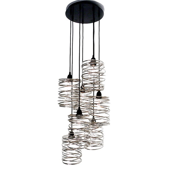 Suspension lumineuse en spirale à 5 lumières Suspension par Ridgely Studio Works | Modèle d'exposition