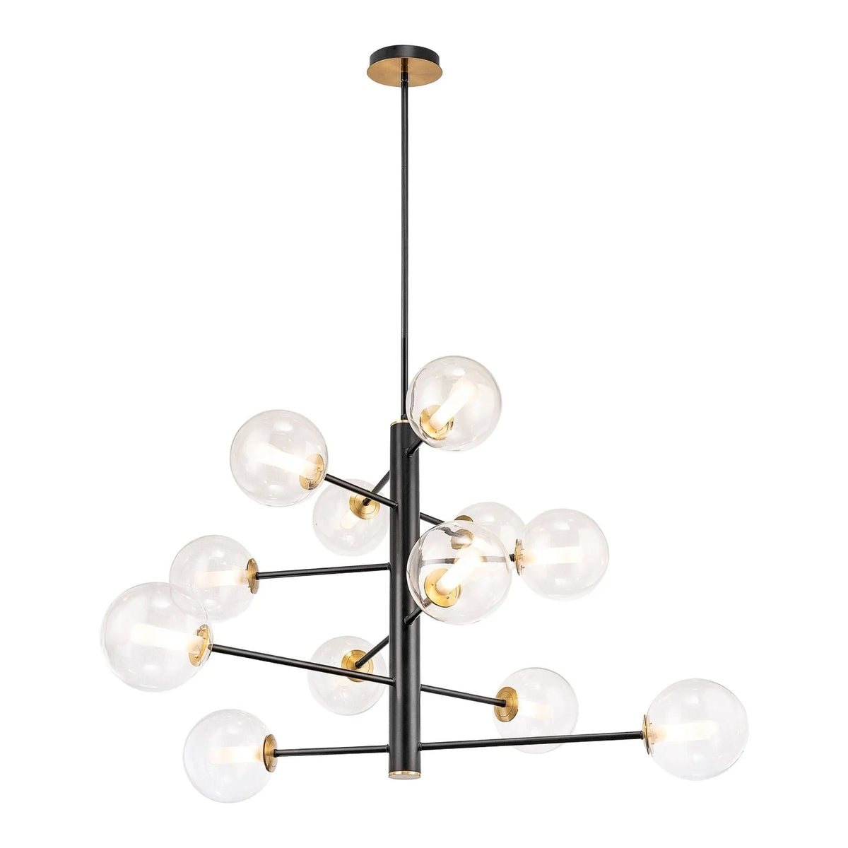 Artcraft Canada - AC11768VB - 12 Light Chandelier - Aurelia - Black and Brushed Brass