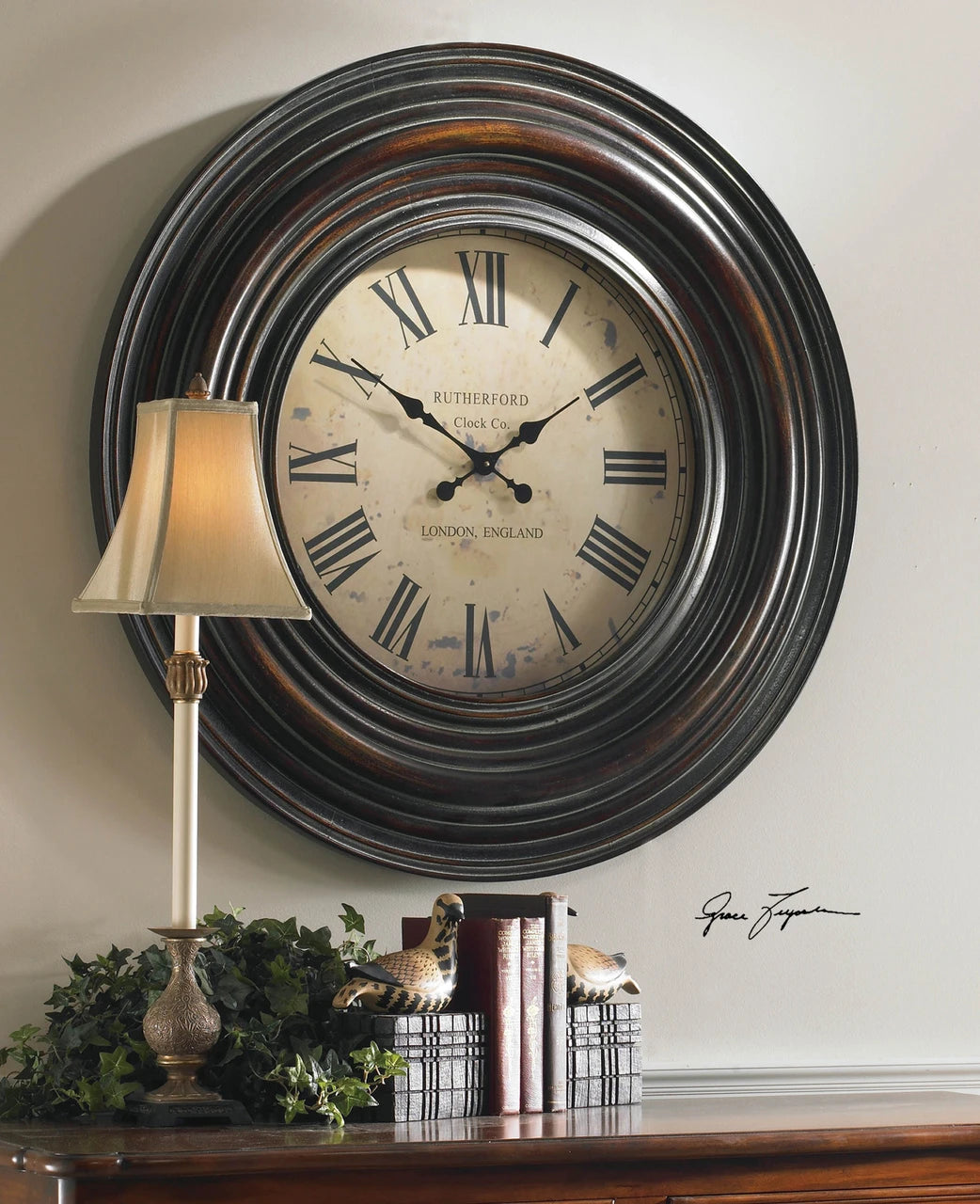 Uttermost 06726 Trudy Wall Clock in Distressed Burnished Brown