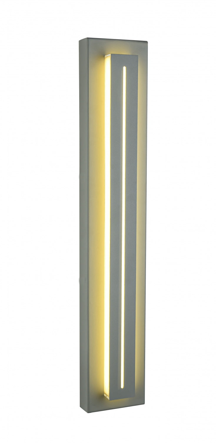 Avenue Outdoor Raised Panel LED Wall Sconce AV3228-SLV side profile — silver finish backplate with protruding LED panel visible in silhouette