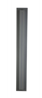 Panneau LED surélevé extérieur Avenue Murale AV3238-SLV angle trois quarts — la profondeur du panneau LED surélevé crée une ligne d'ombre marquée sur la plaque arrière plate