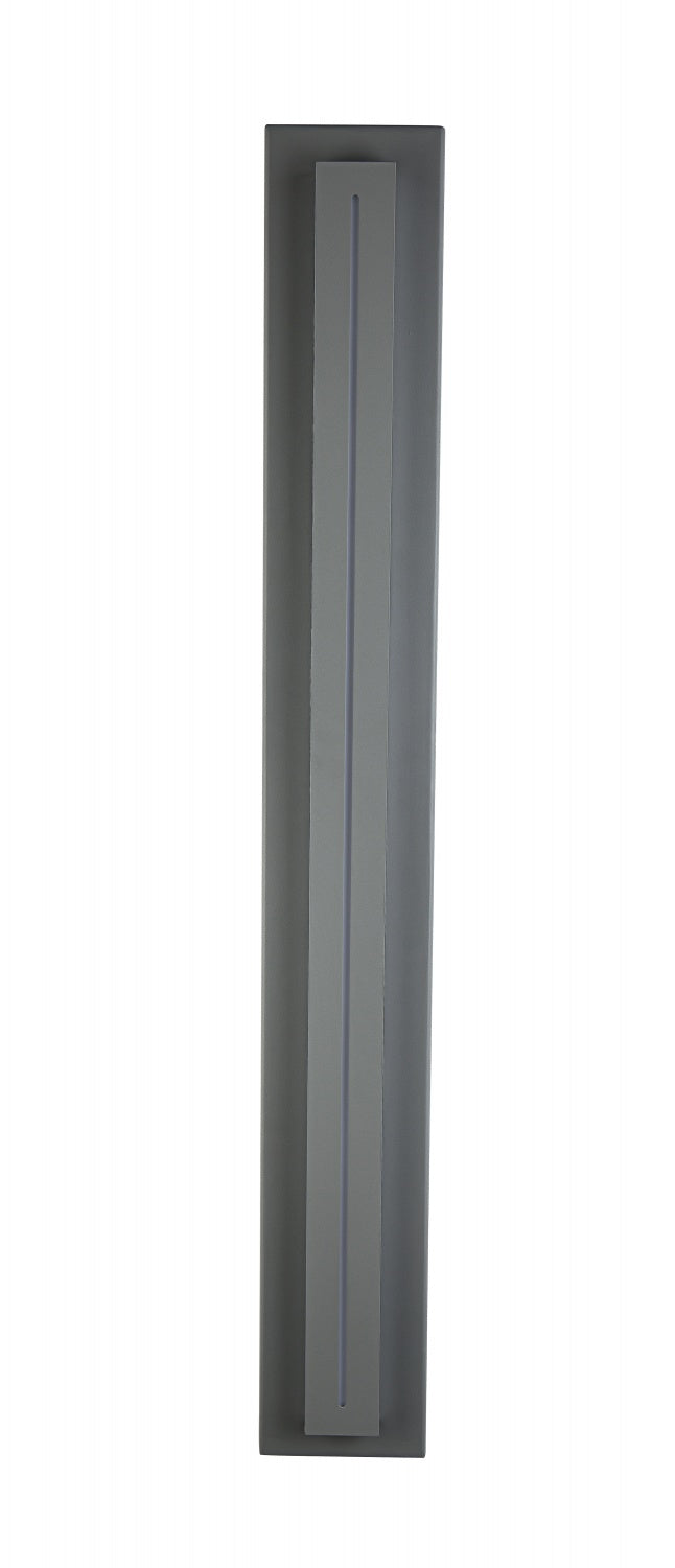 Avenue Outdoor Raised Panel LED Wall Sconce AV3238-SLV three-quarter angle — depth of raised LED panel creates strong shadow line against flat backplate
