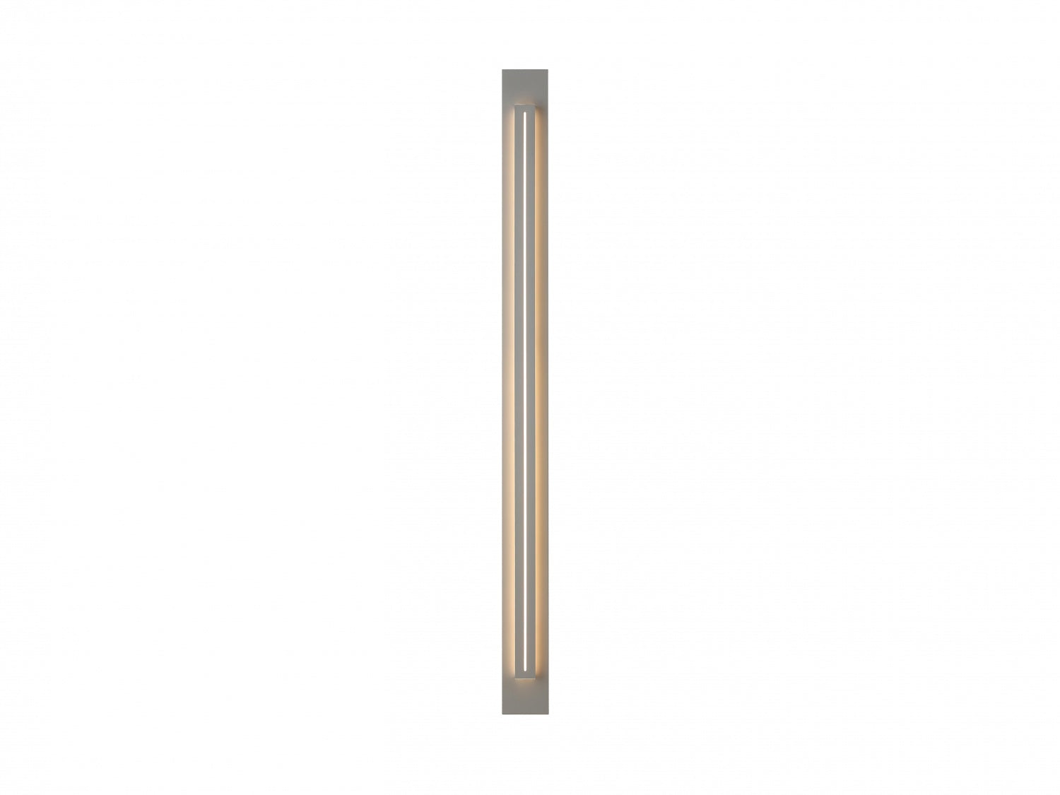 Panneau LED surélevé extérieur Avenue Murale AV3268-SLV angle trois quarts — la profondeur du panneau LED surélevé crée une ligne d'ombre marquée sur la plaque arrière plate