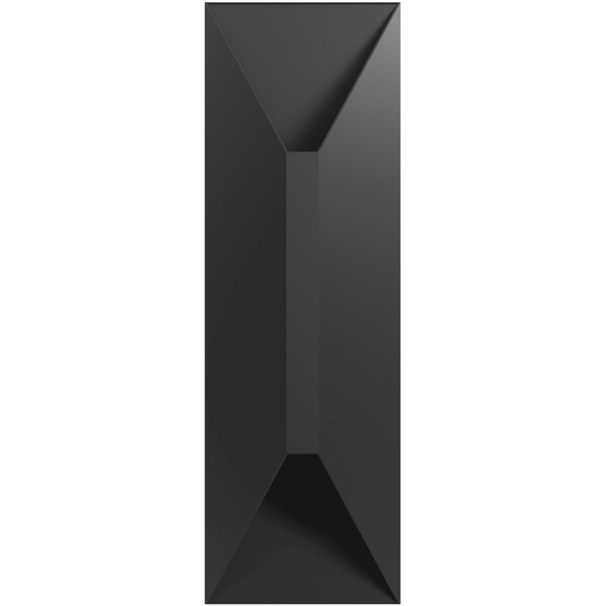 Avenue Outdoor 5CCT LED haut/bas Murale AV4914-BK-5CCT vue de face — Boîtier semi-carré noir de 35,5 cm (14 po) de hauteur avec fentes d'éclairage supérieures et inférieures, fond blanc