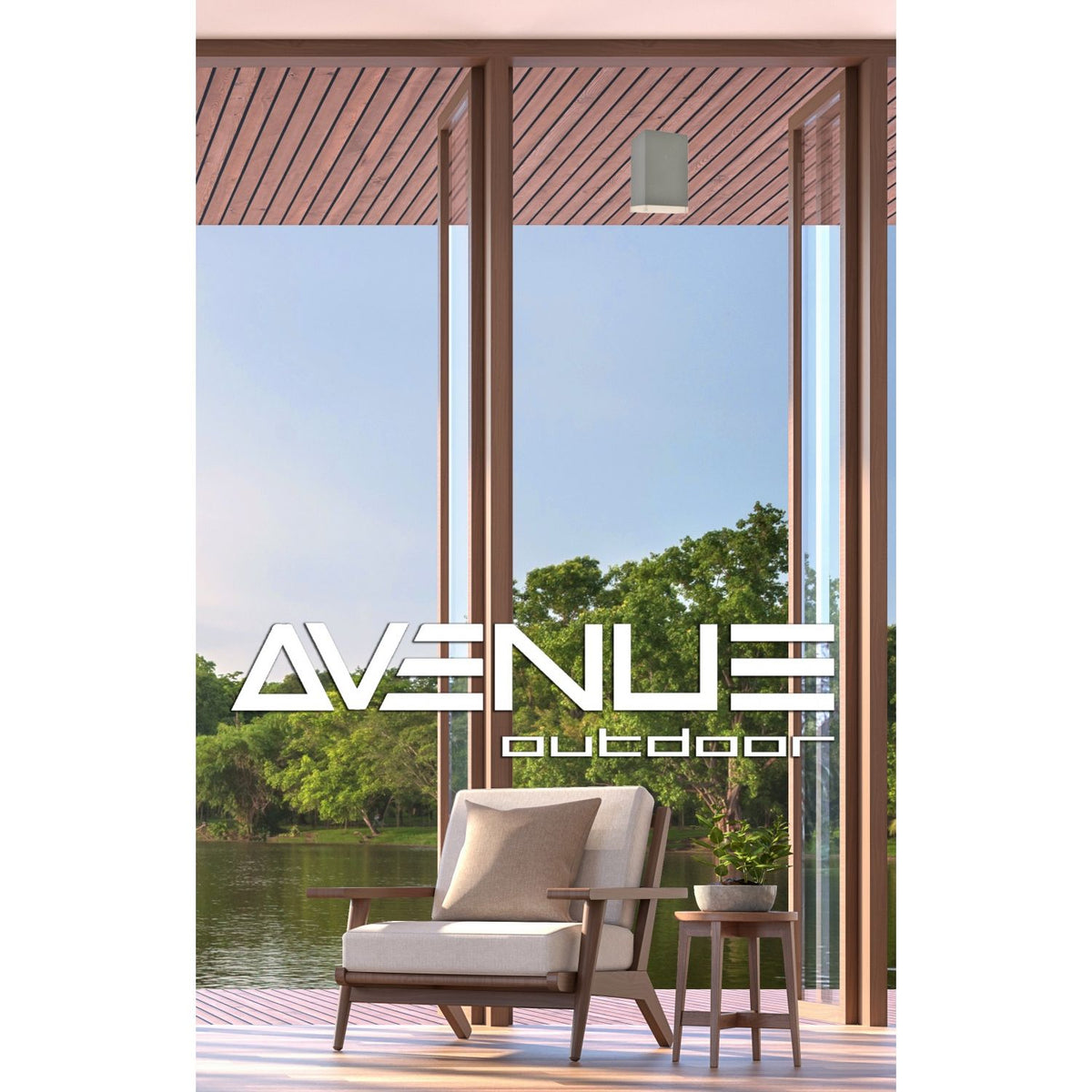 Avenue Outdoor LED Flushmount AV9888-SLV three-quarter angle — low-profile silver disc showing shallow ceiling mount depth