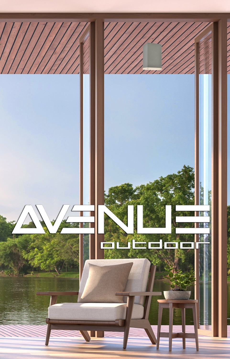 Avenue Outdoor LED Flushmount AV9888-SLV three-quarter angle — low-profile silver disc showing shallow ceiling mount depth