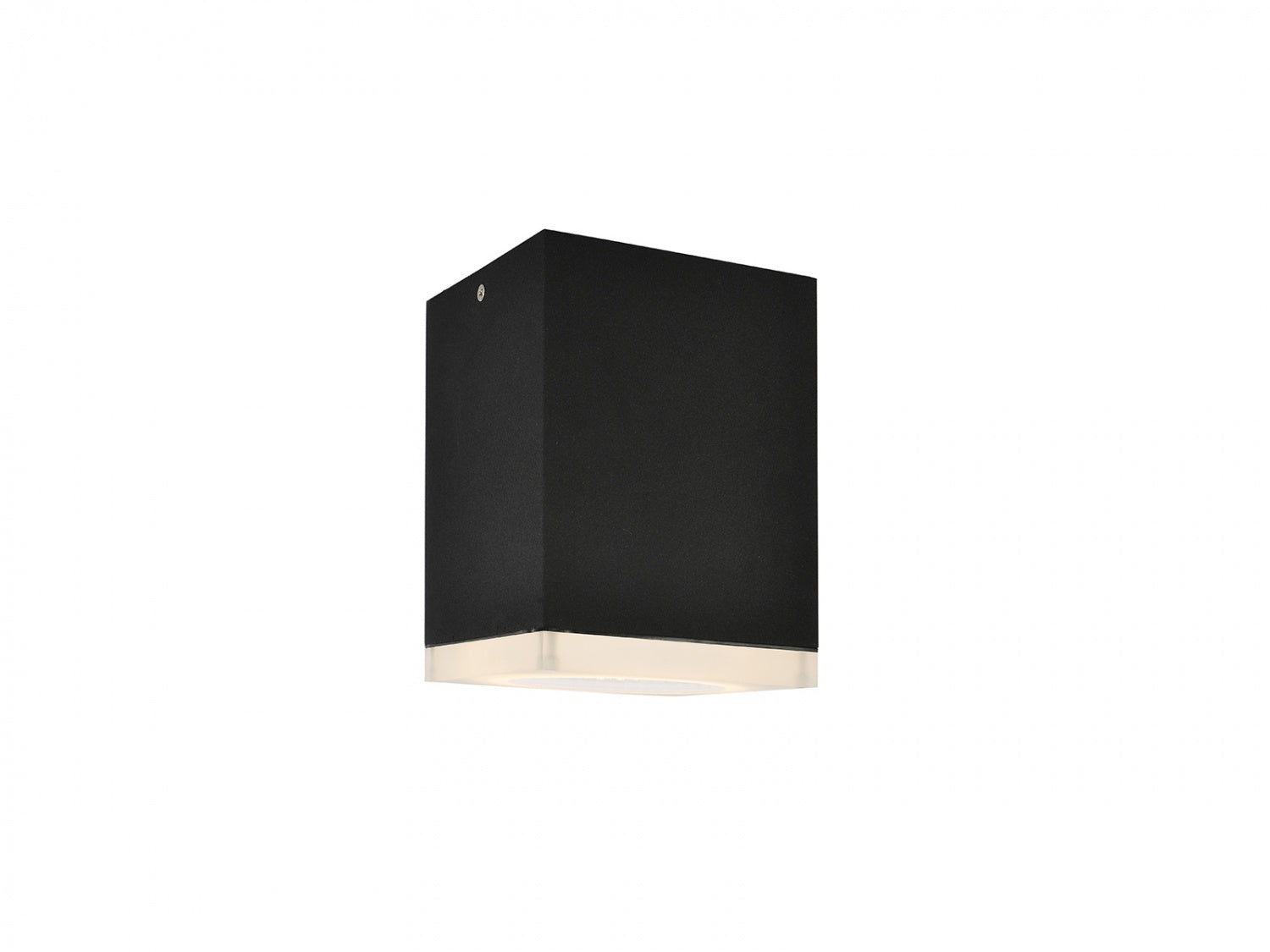 Avenue Outdoor LED Flushmount AV9889-BLK face view — 8" diameter black round disc ceiling fixture with frosted LED face, white background