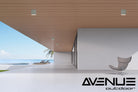Avenue Outdoor LED Flushmount AV9889-SLV three-quarter angle — low-profile silver disc showing shallow ceiling mount depth