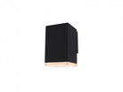 Avenue Outdoor Mini LED Wall Sconce AV9890-BLK front view — compact 8"H black rectangle with frosted LED face, white background