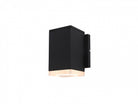 Avenue Outdoor Mini LED Wall Sconce AV9891-BLK front view — compact 6"H black rectangle with frosted LED face, white background