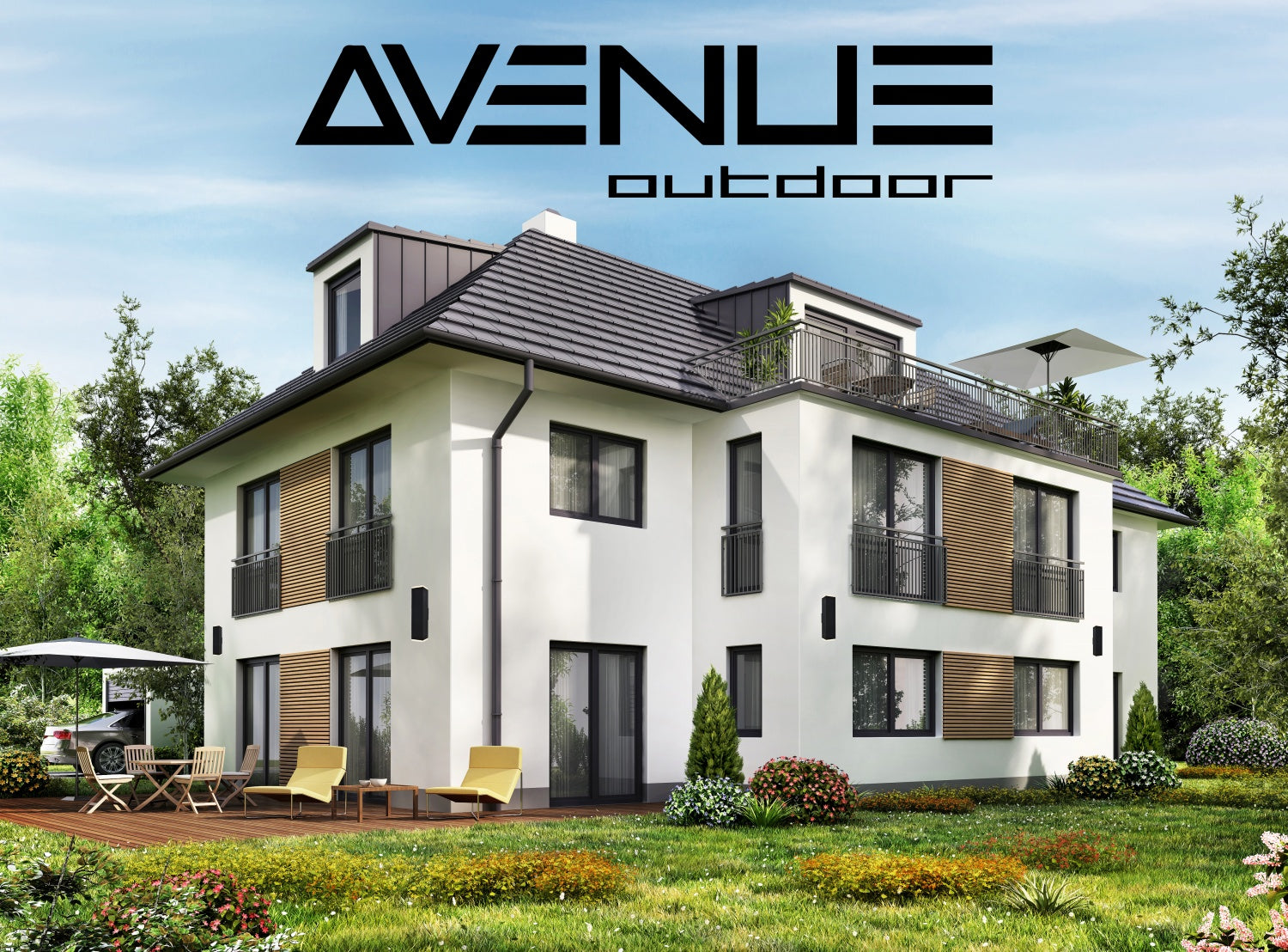 Avenue Outdoor Up/Down LED Wall Sconce AV9892-BLK three-quarter angle — black body with distinct upper and lower openings for bi-directional light