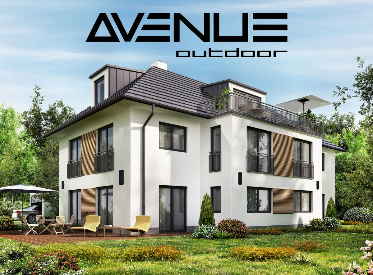 Avenue Outdoor Up/Down LED Wall Sconce AV9892-BLK three-quarter angle — black body with distinct upper and lower openings for bi-directional light