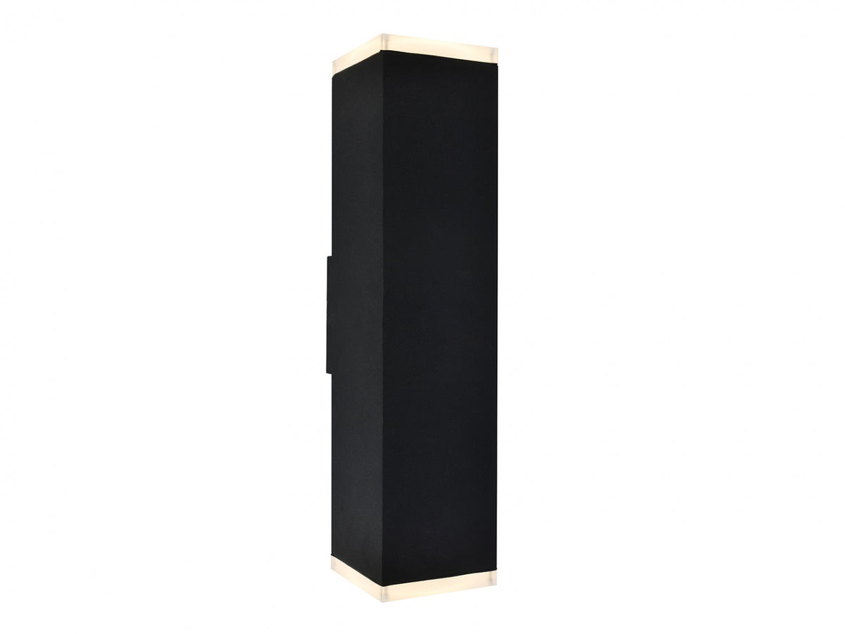 Avenue Outdoor Up/Down LED Wall Sconce AV9892-BLK front view — 20"H black rectangle with open top and bottom light voids, white background