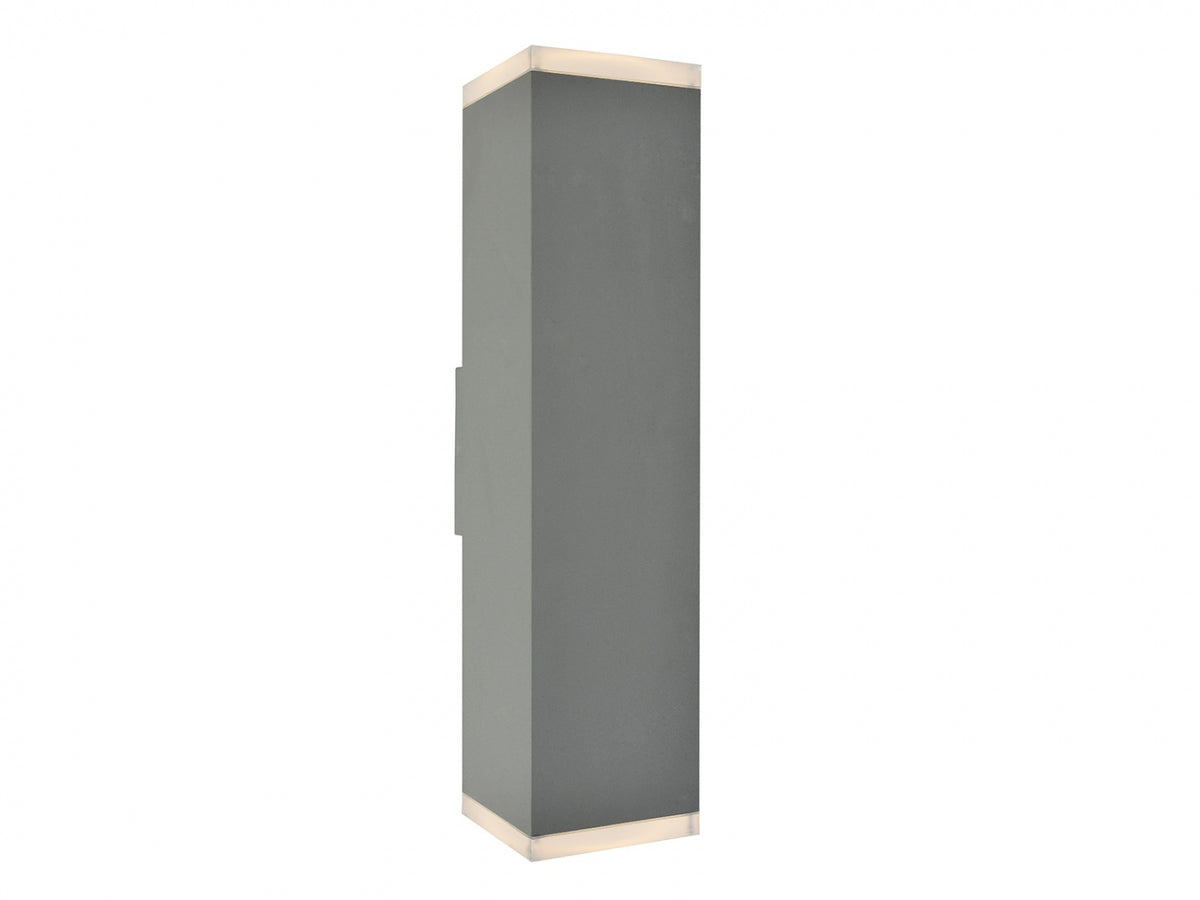 Avenue Outdoor Up/Down LED Wall Sconce AV9892-SLV front view — 20"H silver rectangle with open top and bottom light voids, white background
