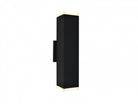 Avenue Outdoor Up/Down LED Wall Sconce AV9893-BLK front view — 12"H black rectangle with open top and bottom light voids, white background