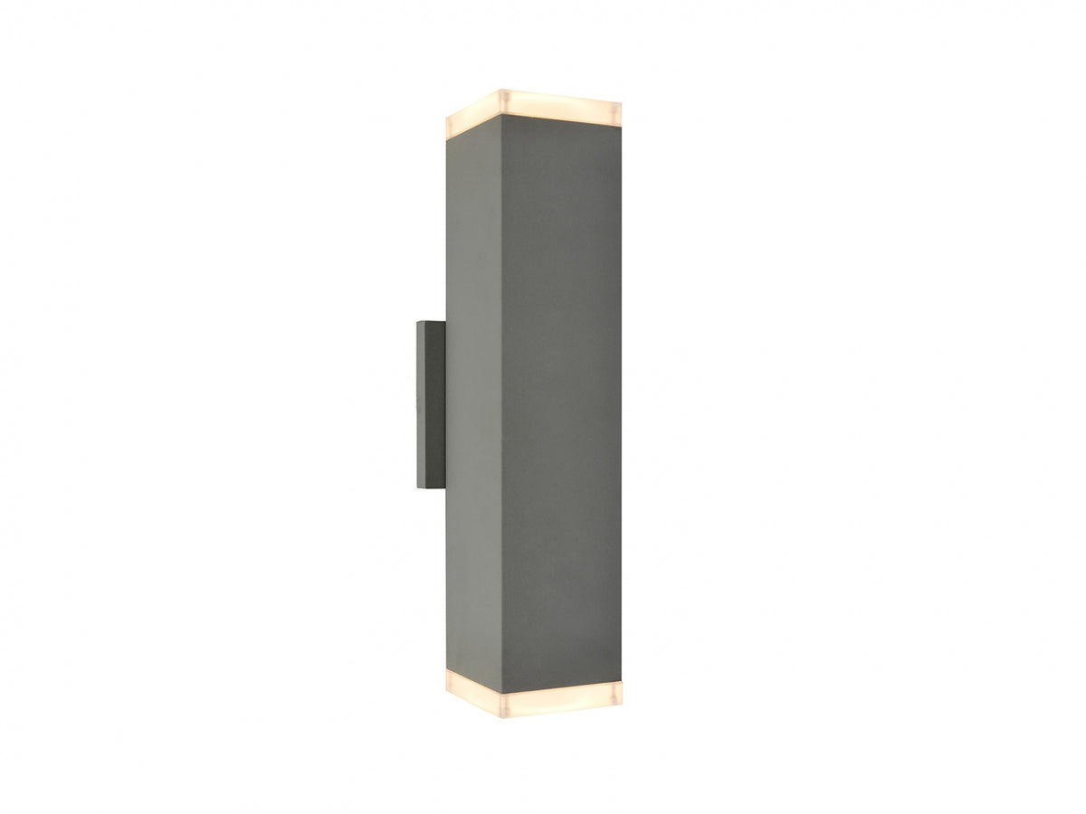 Avenue Outdoor Up/Down LED Wall Sconce AV9893-SLV front view — 12"H silver rectangle with open top and bottom light voids, white background