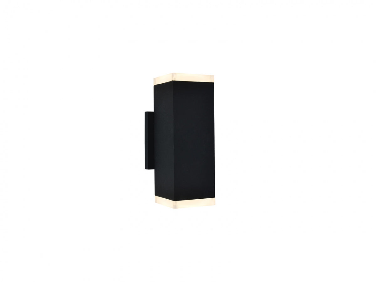 Avenue Outdoor Up/Down LED Wall Sconce AV9894-BLK front view — 10"H black rectangle with open top and bottom light voids, white background