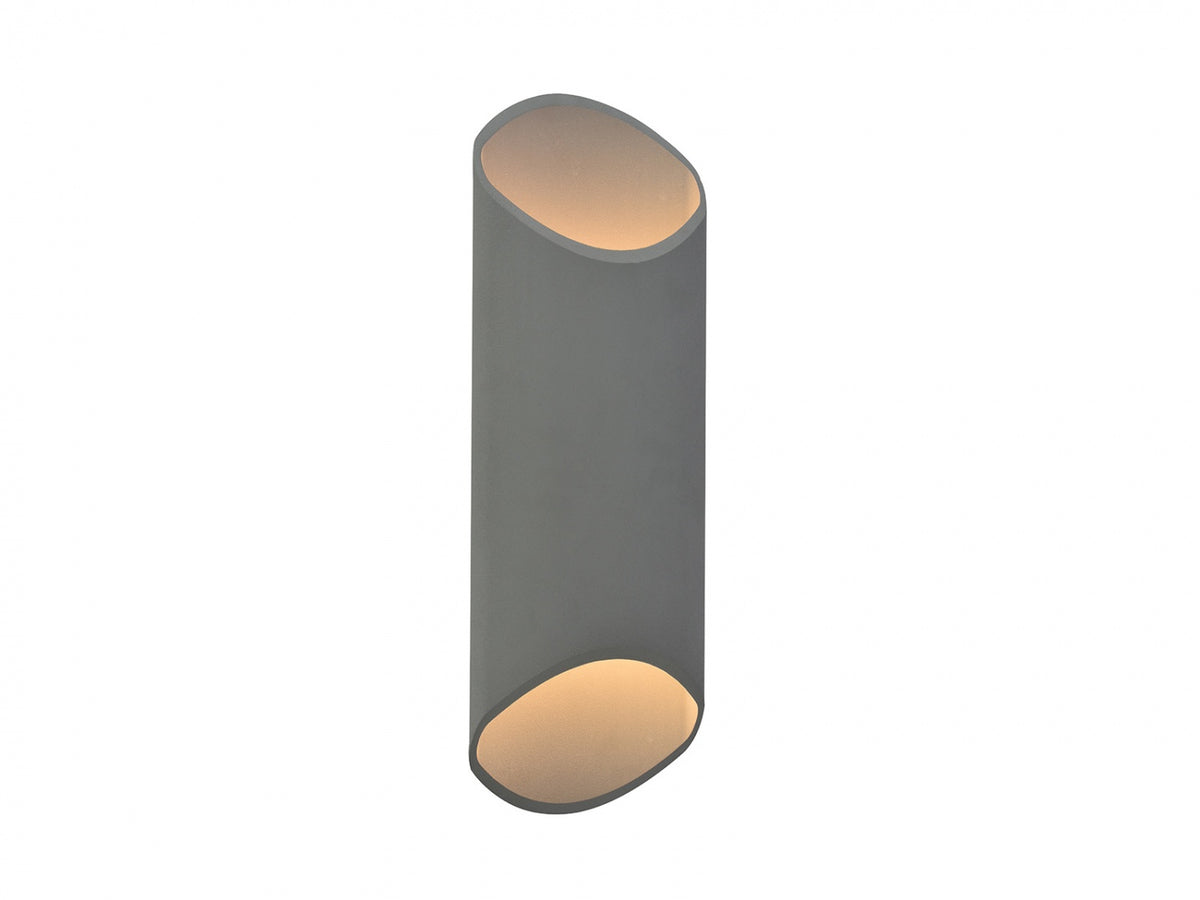 Avenue Outdoor Cylindrical LED Wall Sconce AV9895-SLV front view — 12"H slim silver round cylinder on white background, 7-inch diameter