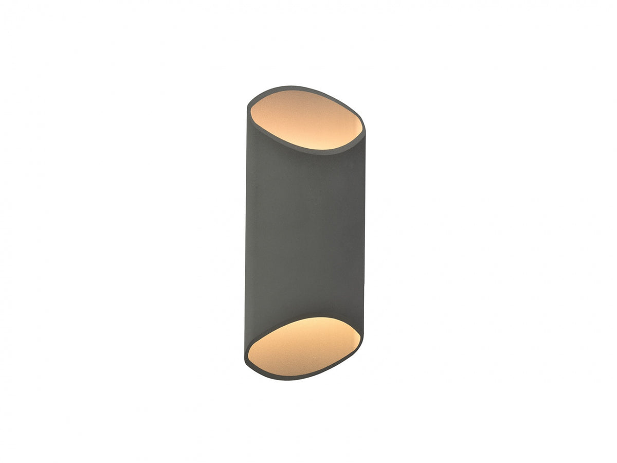 Avenue Outdoor Cylindrical LED Wall Sconce AV9896-SLV front view — 16"H slim silver round cylinder on white background, 7-inch diameter