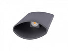 Avenue Outdoor Cylindrical LED Wall Sconce AV9897-SLV three-quarter angle — circular cross-section of silver cylinder clearly visible