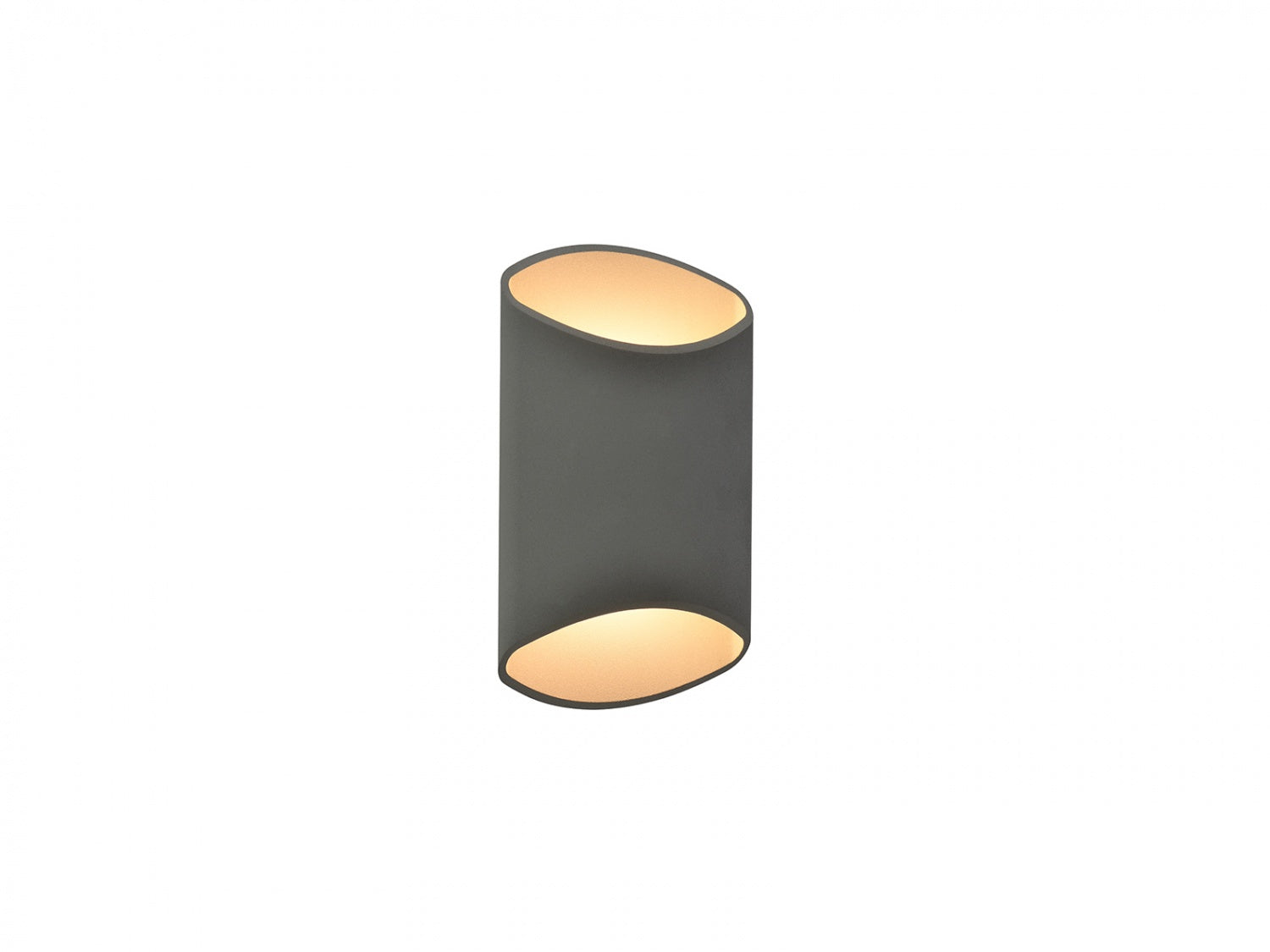 Avenue Cylindrique LED extérieure Murale AV9897-SLV vue de face — Cylindre rond argenté mince de 20 pouces de hauteur sur fond blanc, diamètre de 7 pouces