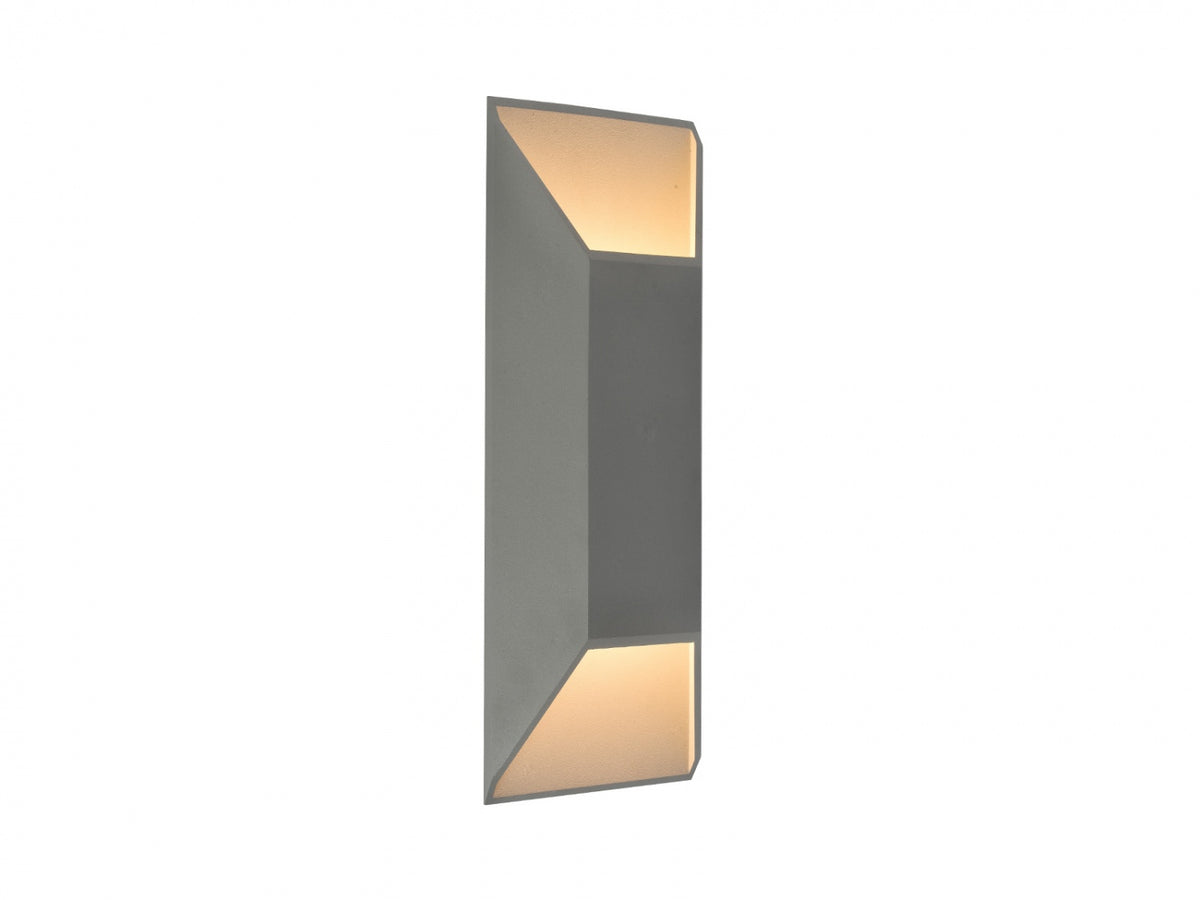Avenue Outdoor Wide Cylindrical LED Wall Sconce AV9898-SLV front view — 12"H silver round cylinder with wider 4-inch wall projection, white background