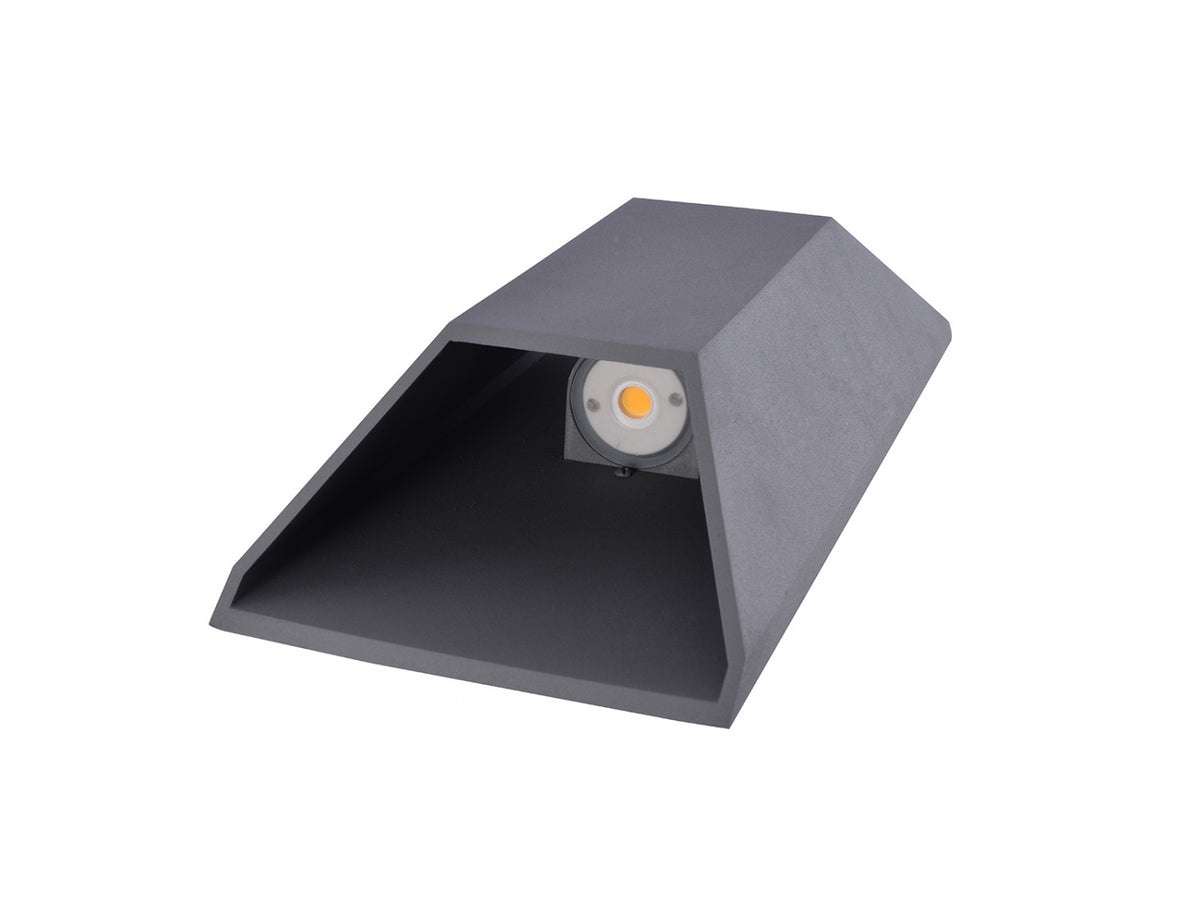 Avenue Outdoor Wide Cylindrical LED Wall Sconce AV9899-SLV three-quarter angle — wider depth distinguishes this from slim cylindrical, silver finish