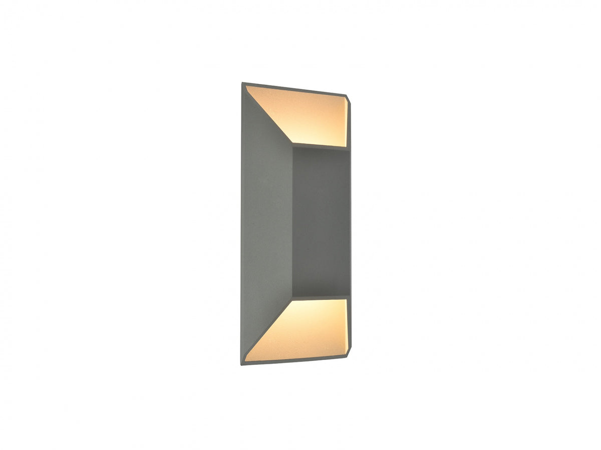 Avenue Outdoor Wide Cylindrical LED Wall Sconce AV9899-SLV front view — 16"H silver round cylinder with wider 4-inch wall projection, white background
