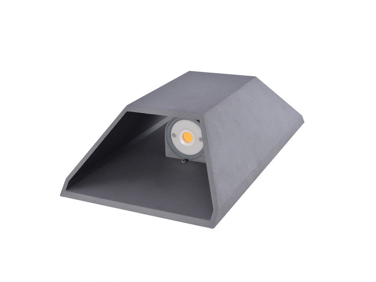 Avenue Outdoor Wide Cylindrical LED Wall Sconce AV9900-SLV three-quarter angle — wider depth distinguishes this from slim cylindrical, silver finish
