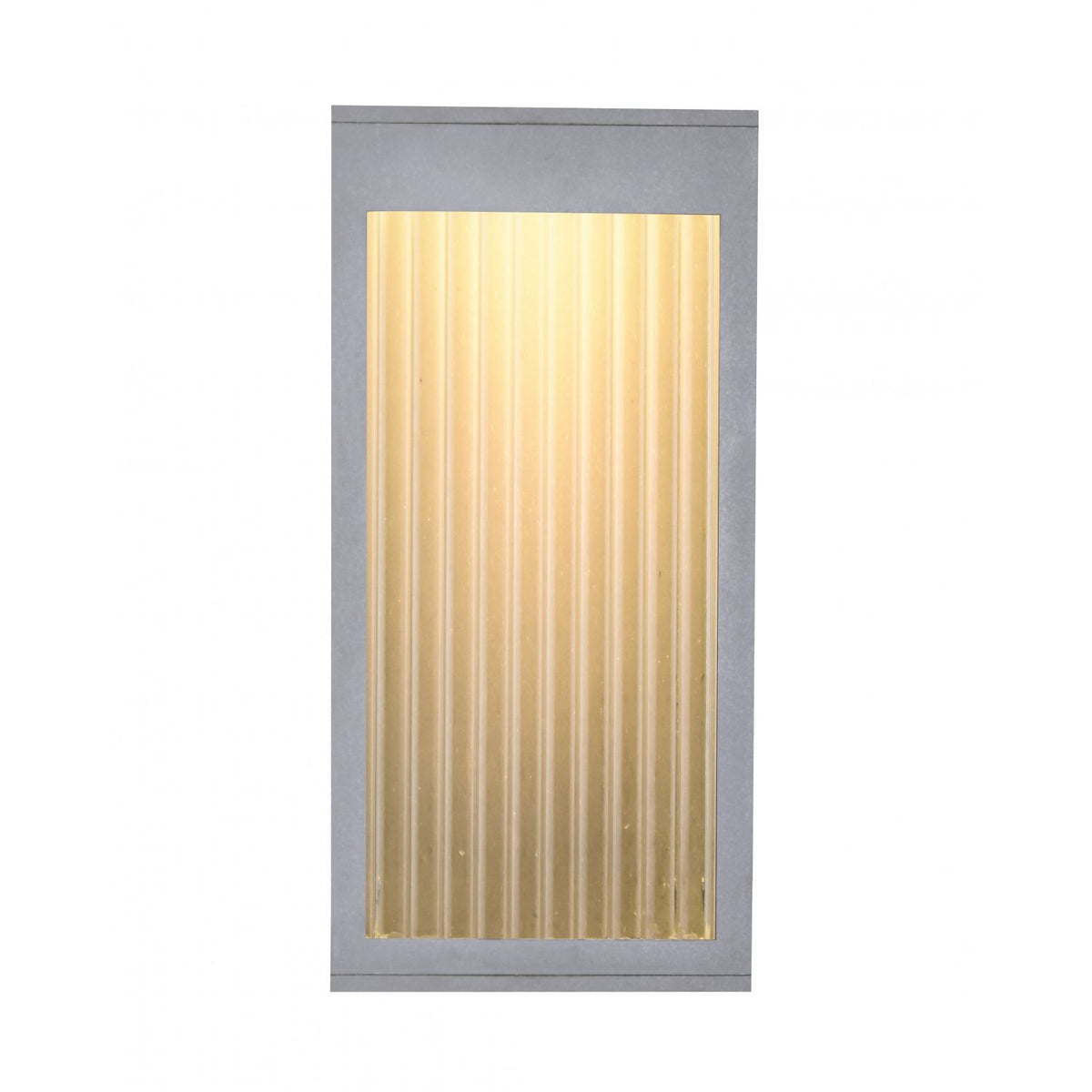 Avenue Outdoor Rectangular LED Wall Sconce AV9901-SLV front view — 12"H silver flat rectangle with frosted LED face panel, white background